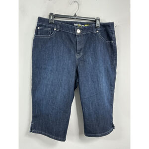 Womans Style And Co Woman Curvy Fit Bermuda Shorts 16W Blue Rhinestones